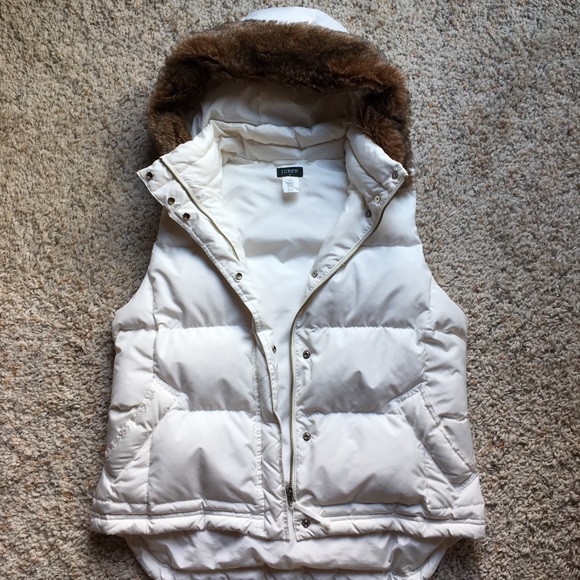 J. Crew Faux Fur Hood Trimmed Down Vest - Picture 3 of 8